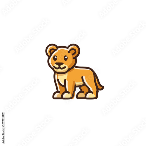Cute cartoon lion cub vector illustration