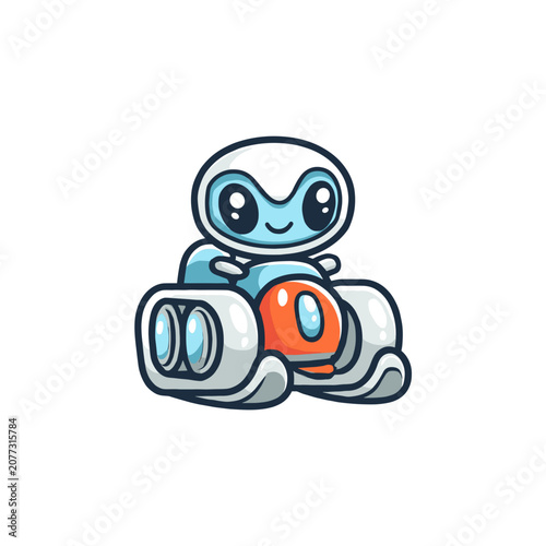 Cute cartoon robot character vector illustration