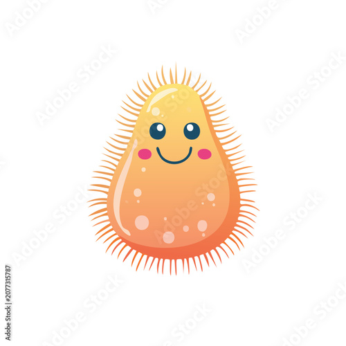 Cute cartoon sea urchin with smiling face