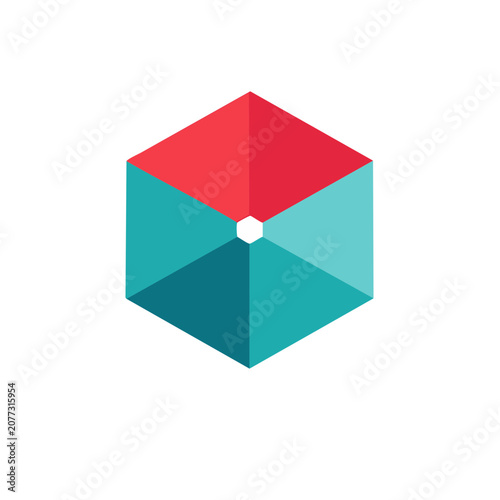 Flat design hexagonal prism vector icon
