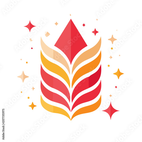 Flat Design Flame Crown Vector Illustration