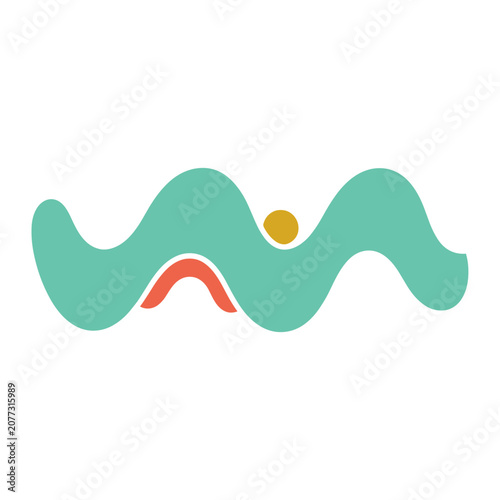 Flat design wave with sun vector illustration