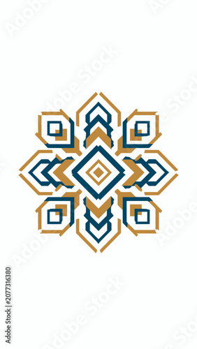 Symmetrical Geometric Snowflake Vector Design