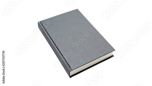 Tableau sur toile Blank closed luxury hardback textbook with dark gray leather cover isolated on t