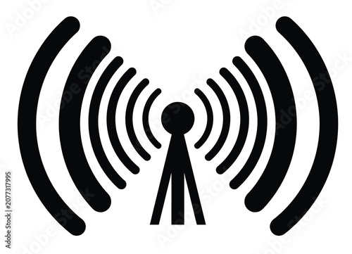 “Wireless Radio Transmission Signal Icon Vector for Communication Technology”