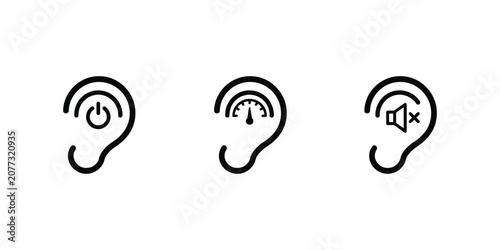 Photos Sound Off Hearing Loss Icon with Ear Symbol for Deafness, Limited Hearing, Acces