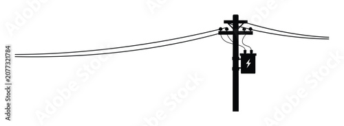 High Voltage Pole Icons with Power Transmission Towers, Electric Wires, Telephone Cables, and Utility Network Infrastructure