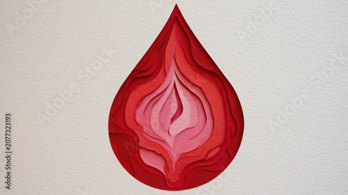 Abstract Red Droplet Symbolizing Femininity and Menstruation.