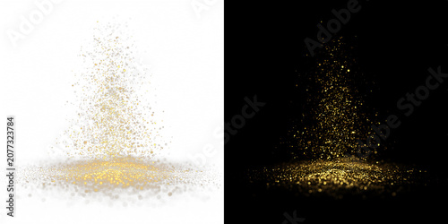 Gold Sparkle Dust and Glitter Effect on Transparent Background