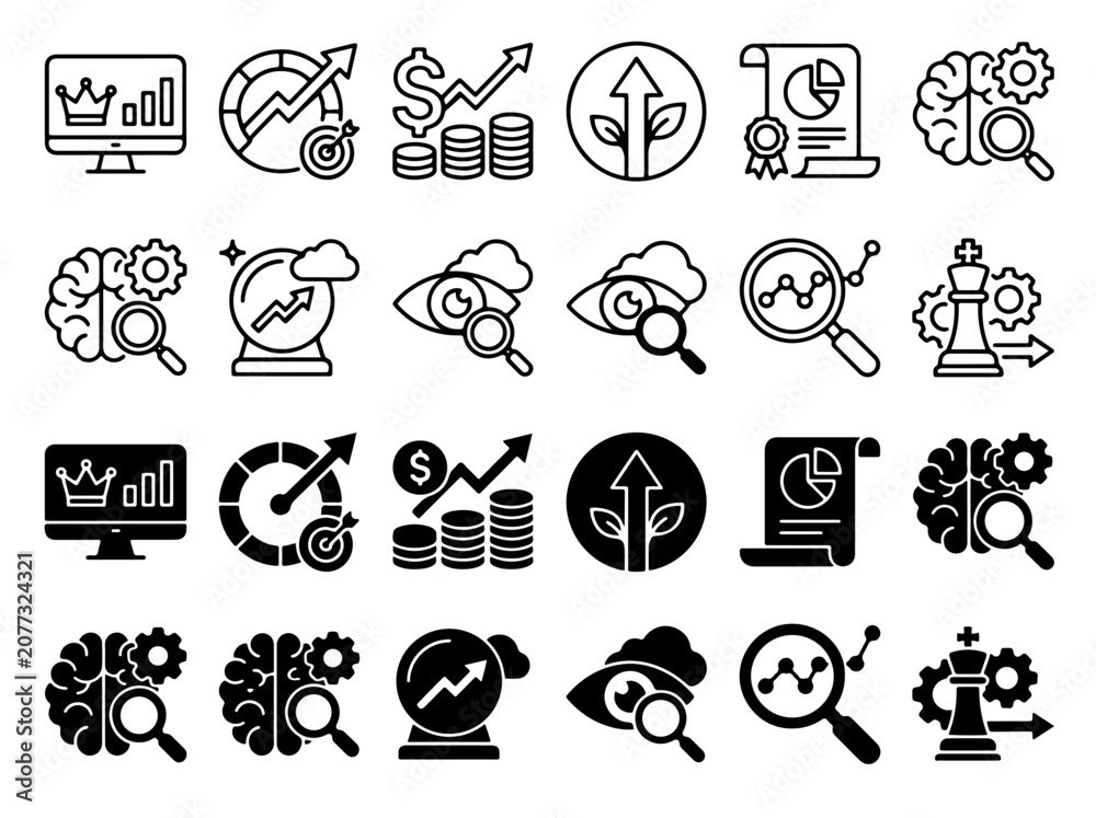 Fototapeta premium Business growth strategy and data analytics professional icons with business