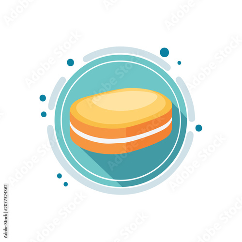 Flat design soap bar icon with bubbles