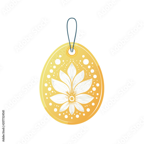 Golden Easter Egg Ornament with Floral Pattern