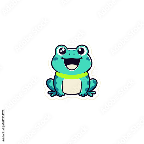 Happy cartoon frog character vector illustration