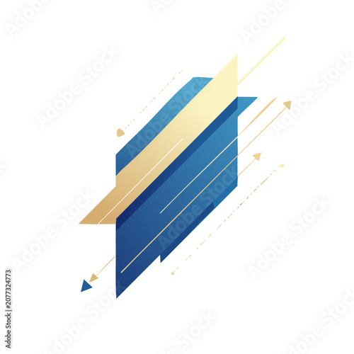 Abstract geometric polygon with gradient and arrows