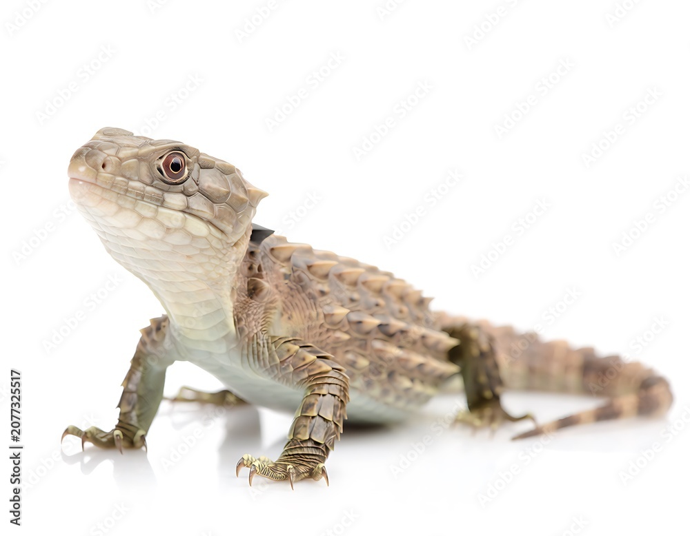 Fototapeta premium Beige Spiny Lizard Isolated On White Background Side View