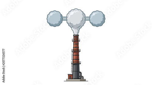 Industrial smokestack emitting thick clouds of smoke
