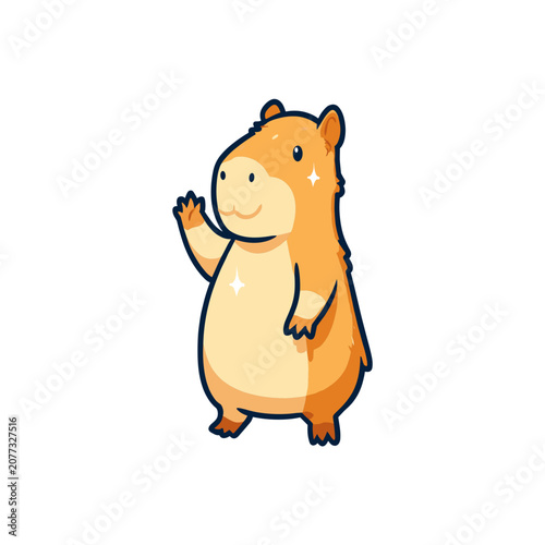 Cartoon capybara waving