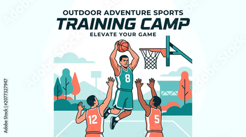 Outdoor Basketball Training Camp Action Shot