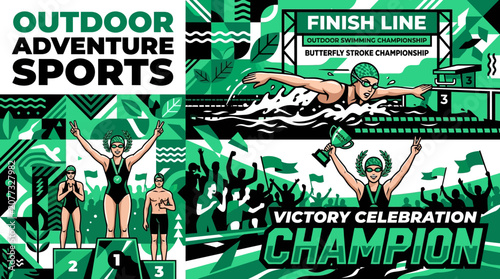 Outdoor Sports Swimming Championship Victory Celebration Champion