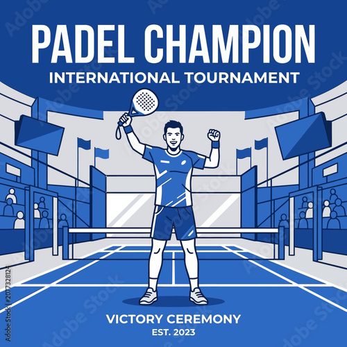 Padel Champion International Tournament Victory Ceremony Celebration Illustration
