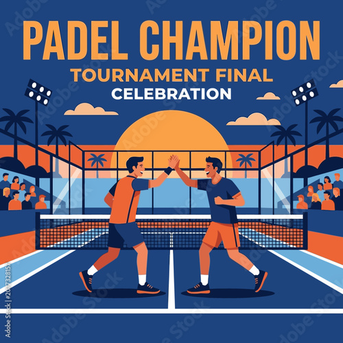Padel Champion Tournament Final Celebration With High-Fiving Athletes