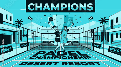 Padel Champions Celebrate Desert Resort Victory With Confetti