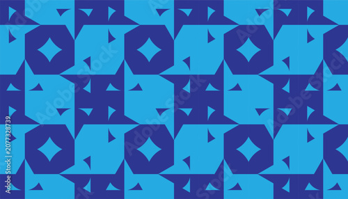 Принти на полотні A modern seamless geometric pattern featuring repeating abstract shapes, polygons, and star motifs