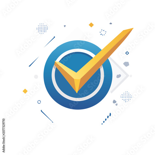 Flat design checkmark in circle with decorative elements
