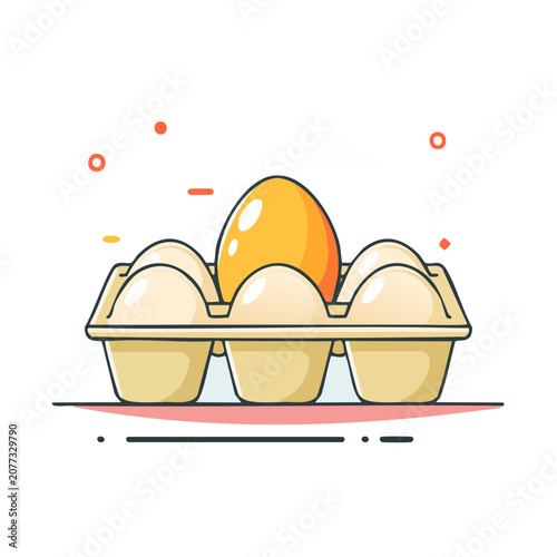 Flat illustration of egg carton with eggs