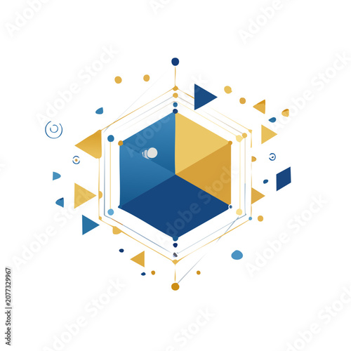 Hexagonal Prism Geometric Vector Illustration
