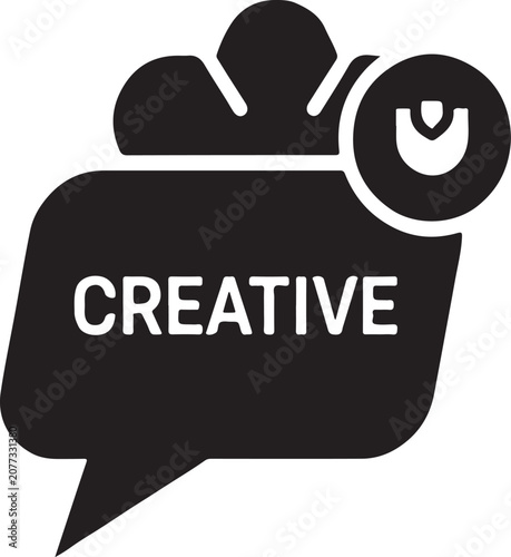 Black creative film maker icon with speech bubble