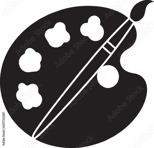 Black paint palette with brush icon