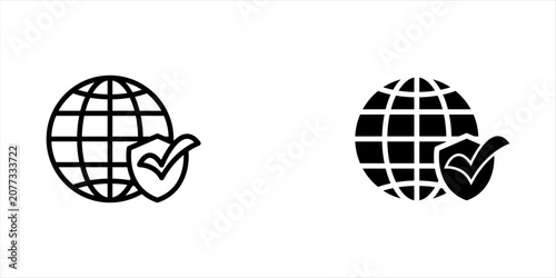 Bild auf Leinwand Global Verification Check Mark Icon for Mobile Concept and Web Design White Back
