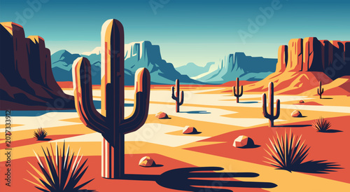 Foto Stunning Desert Landscape Vector Illustration for Artistic Graphic Design Projec