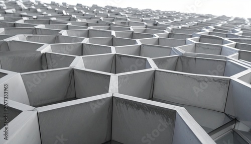 Abstract Architectural Detail of Modern Honeycomb Facade with Hexagonal Panels