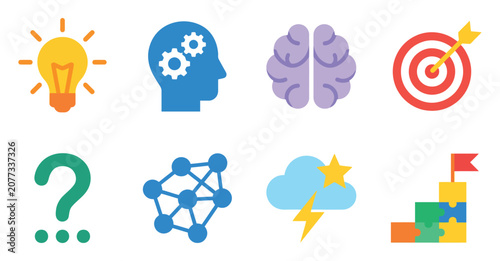 Cuadro en lienzo Creative emoji set editable vector illustration collection for innovation ideas