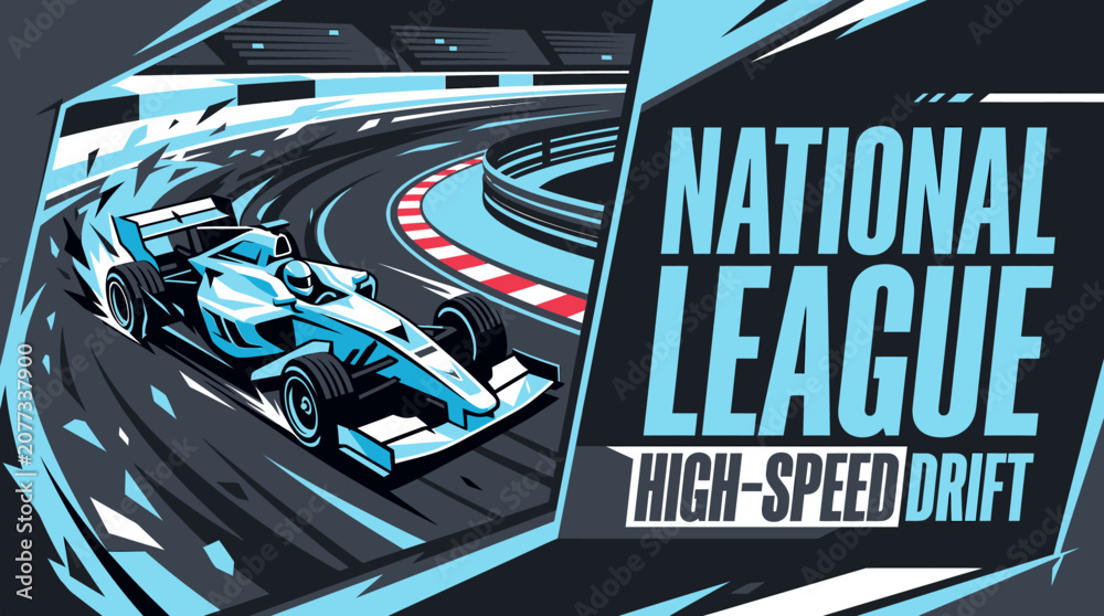 Obraz premium National League High-Speed Drift Racing Car Event Promotion