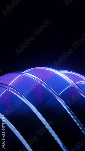 Glass Neon Arch Sphere Abstract Seamless Loop Blue Purple 3D Animation