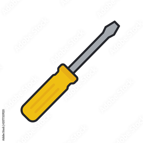 Yellow screwdriver flat vector icon