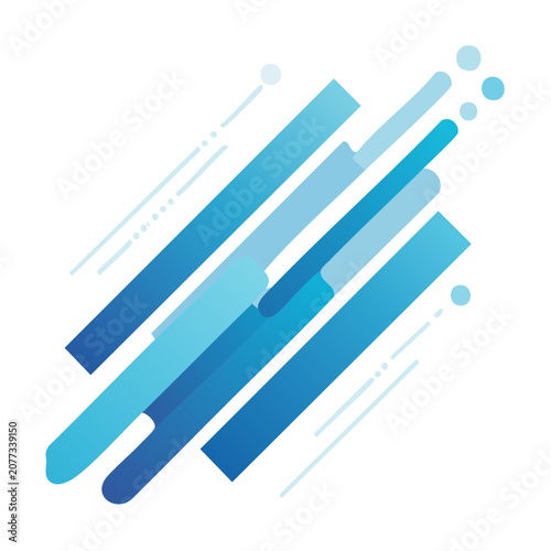 Abstract blue diagonal lines and dots vector design