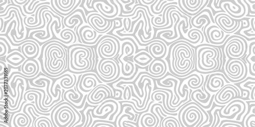 Flowing contour seamless pattern, abstract organic swirl line background