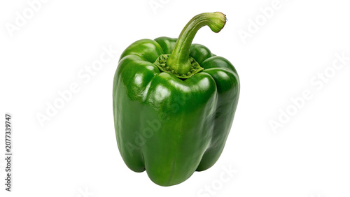 Bild auf Leinwand Fresh ripe green bell pepper sweet paprika vegetable template isolated on transp