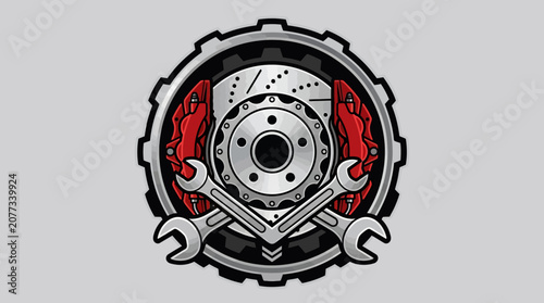 Car Brake Wheel Emblem Design.