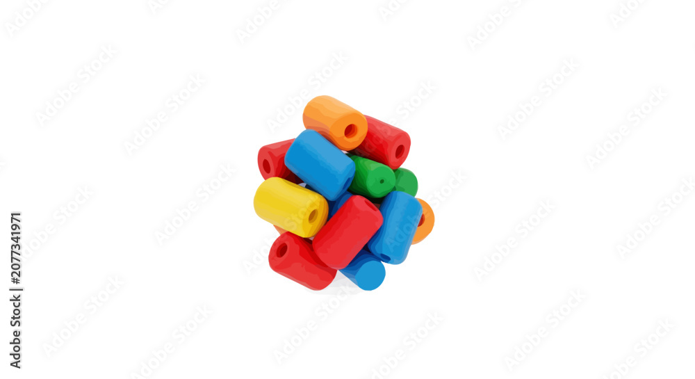 Fototapeta premium Colorful plastic building blocks pile.