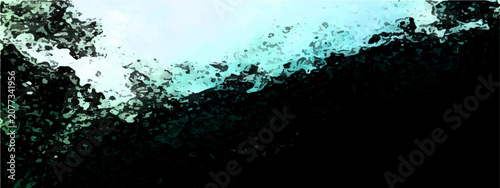 Schilderij op canvas Abstract cold splash ocean water, frothy wave crest against dark background, evoking dynamic energy and icy purity