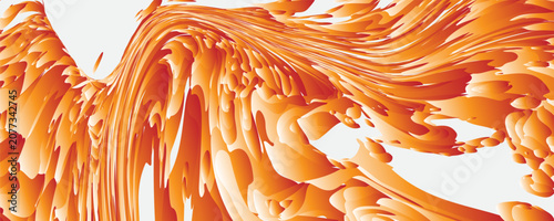 Abstract Orange and White Swirl Background with Molten Flow Pattern