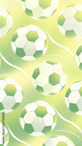 Seamless Soccer Ball Pattern on Soft Light Green Yellow Background, Repeating Football Motif – For Sports Textile, Wallpaper & Graphic Background Design