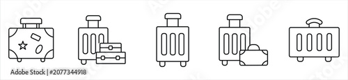 Foto simple suitcase luggage travel bag icon line set trip packing weight carry bagga
