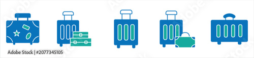 Foto simple suitcase luggage travel bag icon line set trip packing weight carry bagga