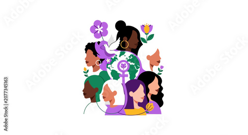 Diverse group of young women together.